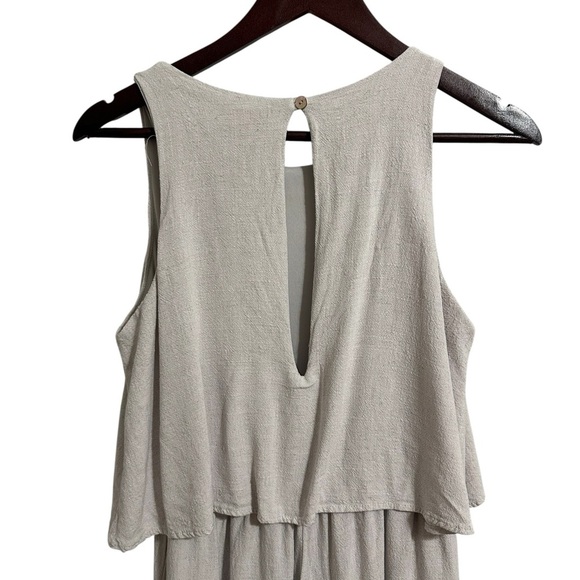 Pink Lily Gray Sleeveless  Linen Blend Jumpsuit Romper Lagenlook Medium Cropped - Picture 5 of 9